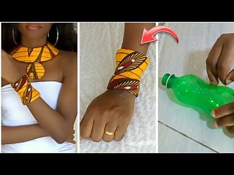 DIY bangle from plastic bottle • Easy DIY African print bracelet