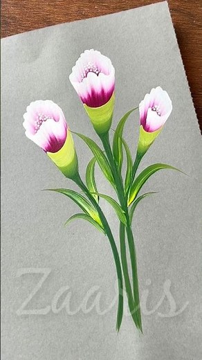 🌸PINK floral acrylic painting tutorial🌈 #shorts #pink #viral #floral #paintingtutorial #acrylic