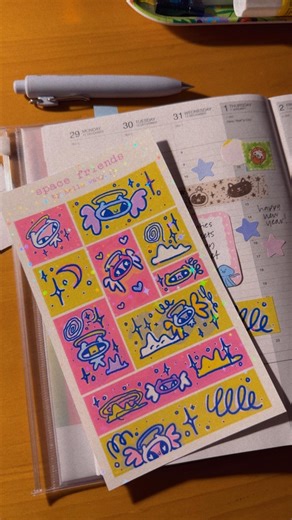 Alien Space Friends Holographic Sticker Sheet | Planner Journal Kindle - Etsy