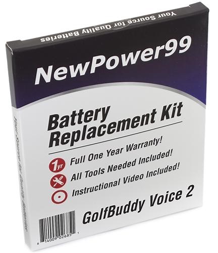 GolfBuddy Voice 2 Battery Replacement Kit with Tools, Video Instructions and Extended Life Battery