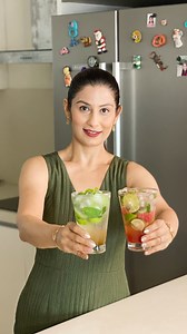 Classic and Watermelon Mojito Spelled as “j” but prononounced as “h”.. Mojito is a classic & popular Rum based beverage. I have created virgin version but you can make it with alcohol as well. Enjoy not one but two types of Mojito with entire family. Pounding of lime with mint leaves and sugar is very critical to get the right taste and smell in this drink. Ingredients : 9-10 lime wedges 4 lime slices 3 tsp brown/white sugar Salt as per taste A small bunch of mint leaves (pudina) Ice cubes Soda 