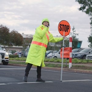 School crossing supervisors are back on 26 May. They continue to help students and staff move around schools and roads safely. Always use the school crossing where you can. | Transport Victoria