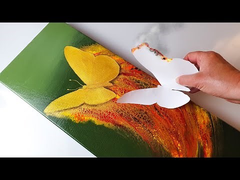 FIERY Butterfly Swipe - EASY + Stunning Painting Tutorial | AB Creative Acrylic Pour