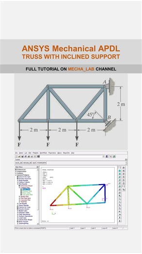 ANSYS APDL | TRUSS with Inclined Support | SHORTS