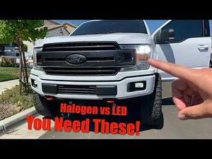 FIRST DRIVE! 2018+ F150 LED HEADLIGHT INSTALL. OEM bulb replacement and comparison!!