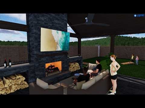 Conceptual Backyard Design – Cedar Wood Visualization Tev1