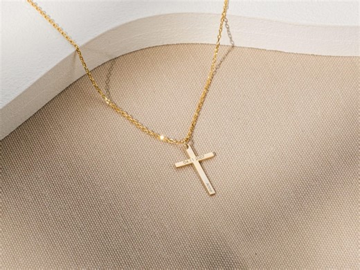 Personalized Gold Cross Necklace, Custom Cross With Name and Date, Gold Plated Cross Jewelry, Memorial Cross Gift for Her - Etsy