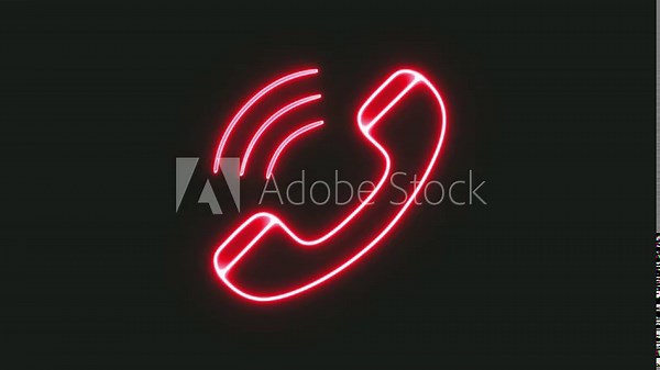 A flickering neon sign depicting a red phone receiver and sound waves as curves. The telephone hints at an imminent call, its glow a whisper amid the night's silence.