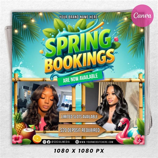 Spring Break Booking Flyer, Spring Booking Flyer, Spring Break Sale Flyer, Spring Special Flyer, Hair Lash Nail Makeup Braids,canva Editable - Etsy