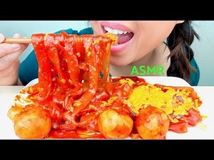 ASMR CHEESY SPICY RICE CAKES + CHINESE WIDE NOODLES (+recipe) 먹방 *No Talking* suellASMR