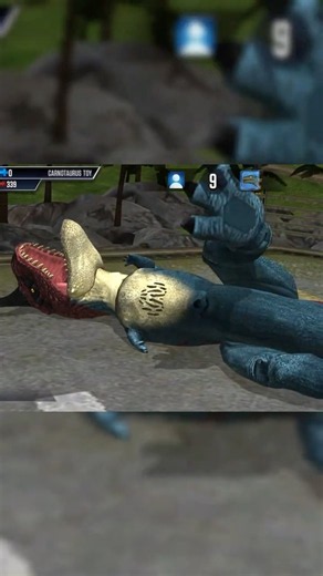 MATTEL CHARGE N CHOMP TOY CARNOTAURUS JURASSIC WORLD THE GAME DEFEAT ANIMATION #jurassicworldthegame
