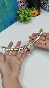 DIY Kundan stone Necklace Making at home/ karwachauth special/easy handmade jewellery Tutorial #diy