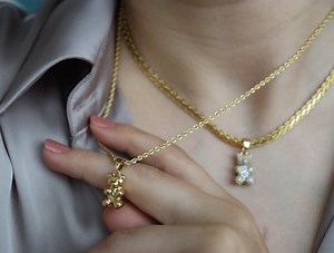 18K Gold Bear Necklace, Gold Charm Pendant Bear Crystal Bear Animal Necklace Choker Necklace Waterproof Jewelry Gif for Her Add on Available - Etsy