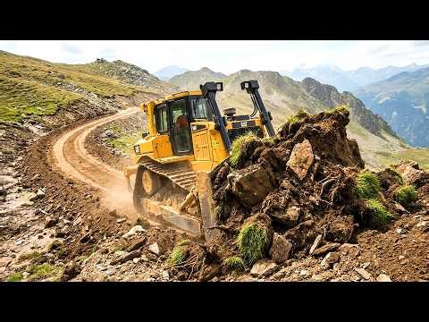 Advanced Bulldozer Operation Technique Building Remote Mountain Access Road on Steep Slope