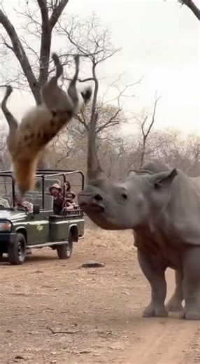 Hyena vs Rhino #nature #wildlife #animals #safari #safarilife