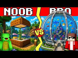 AQUARIUM Build Tutorial In Minecraft — JJ VS MIKEY Challenge — Maizen Parody