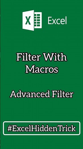 Filter With Macros In Excel #excel #vba #advancedexcel #shorts