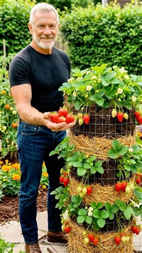 Grow 3X More Strawberries Easy Vertical DIY Garden Hack 🍓 🍓 🍓
