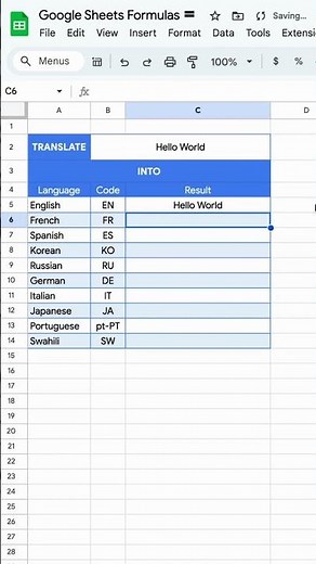 Create a translation tool in #GoogleSheets with a simple function! 🧑‍🏫 #Shorts
