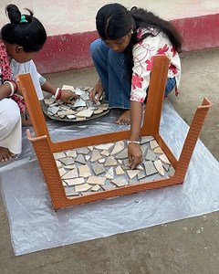 Broken Plastic Table and Tiles reused _ Cement Hacks #hacks #Cementcrafts #Tablecraft | Deep's CRAFT