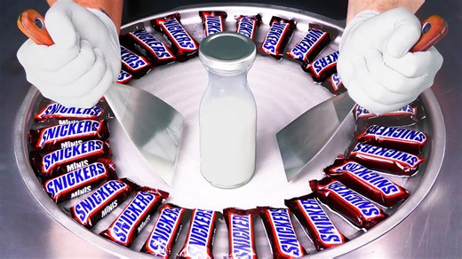 Massive Snickers - Ice Cream Rolls satisfying Food Transformation with Chocolate Bars - ASMR 4k