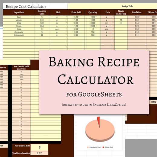 Bakery Cost Calculator: Recipe Pricing Spreadsheet (google Sheets Digital Download) - Etsy