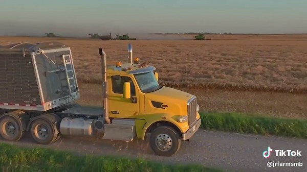 Load it like a freight train #fyp #johndeere #Wheat #harvest #Hauling #Peterbilt #wilsontrailers