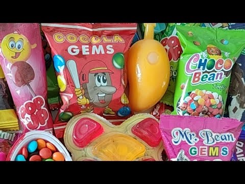 Satisfying video Asmr lollipops candy and chocolate gummy candy unboxing video Asmr-250