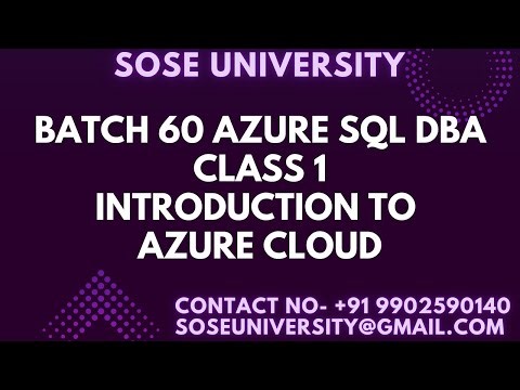 B60 Azure Sql DBA Class1 Introduction to Azure Cloud || Contact +91 9902590140
