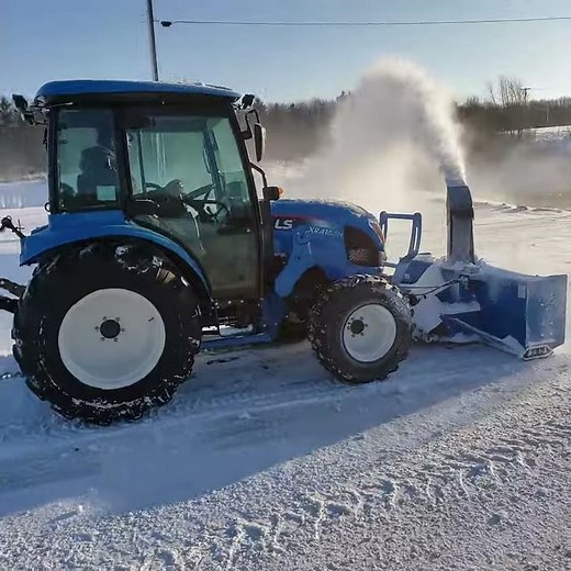 2019 LS XR4155HC Tractor with 72" snow blower in action! Throws Snow Great!