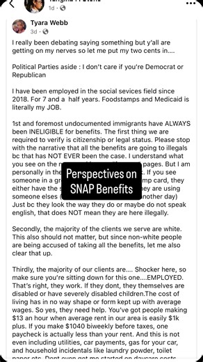 74 reactions · 20 shares | I thought this Facebook post provided some great perspective on SNAP benefits and summed up some important aspects of the people who rely on them each month #fyp #snap #shutdown #politics #snapbenefits | Marc Istook | Facebook