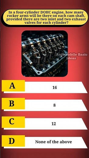 In a 4-cylinder DOHC engine, how many rocker arms are on each camshaft?