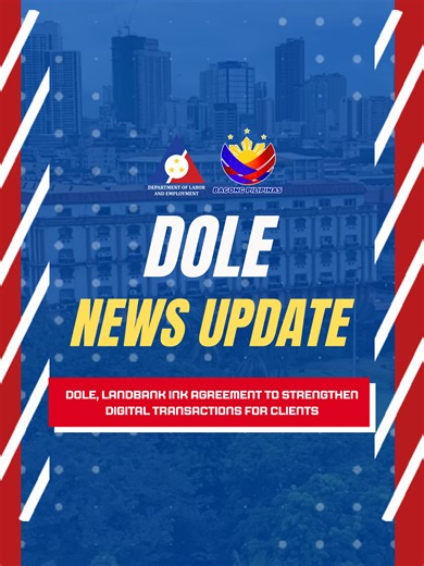 𝐖𝐀𝐓𝐂𝐇 | DOLE, LandBank ink agreement to strengthen digital transactions for clients The Department of Labor and Employment (DOLE) has partnered with the Land Bank of the Philippines (LBP) to adopt the Link.BizPortal as its official electronic payment facility, marking a major step toward faster and more accessible public services. The agreement enables DOLE Central and Regional Offices to collect fees online, allowing clients in the Philippines and abroad to complete transactions online wit