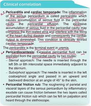 Pericarditis, Cardiac tamponade, Pericardiocentesis, Pericardial friction rub
