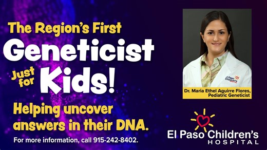 The Region’s First Pediatric Geneticist ✨ Great care is in our genes. 💙 Unexplained symptoms, rare conditions, or developmental concerns, our pediatric geneticist is here to provide answers and specialized care, right here at home. 🧬 Diagnose rare or inherited conditions 🧬 Interpret genetic test results 🧬 Create personalized treatment plans 🧬 Support families with clear answers Now available at El Paso Children’s Hospital. | El Paso Children's Hospital