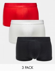 Calvin Klein CK Black 3-pack low rise trunks in black, white and red | ASOS