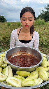Eating green mango with shrimp sauce recipe | Code cook
