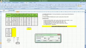 Problema de la Dieta en Programación Lineal resuelto con Solver de Excel