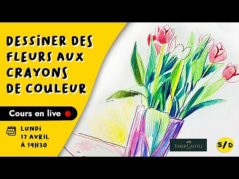 Dessiner des fleurs aux crayons de couleurs polychromos - Tuto débutant