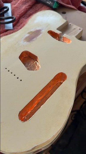 Project 2.5: cavity shielding. #customguitar #relic #guitar #shielding