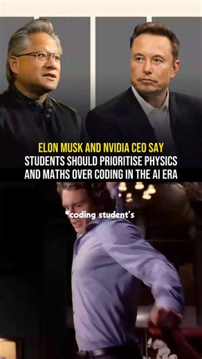 QOMMERZ on Instagram: "Elon Musk and Nvidia CEO Jensen Huang have both argued that strong foundations in physics, mathematics, and first-principles thinking matter more than learning coding languages alone in a world increasingly driven by AI. They said AI tools can already write and optimise code, but understanding maths, logic, and physical systems is what enables people to build, guide, and innovate with AI, rather than just use it. Coding, they stressed, is becoming a basic skill, while deep