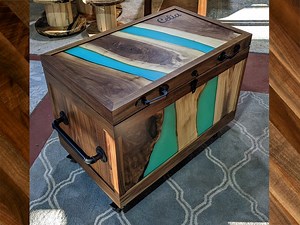 Custom Modern Equestrian Tack Trunk | Epoxy Resin River Live Edge | Handcrafted in CT USA - Etsy