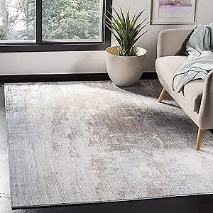 SAFAVIEH Monray Collection Area Rug - 5'1" x 7'6", Slate & Ivory, Modern Abstract Distressed Design, Non-Shedding & Easy Care, Ideal for High Traffic Areas in Living Room, Bedroom (MNY618B)