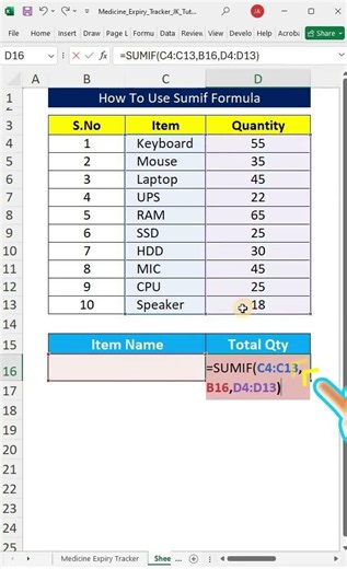 SUMIF Formula in excel | advanced excel tutorial 🔥# #exceltips #shortsfeed #excel #excelshorts