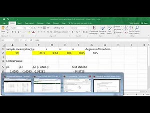 How to do hypothesis testing of mean using Excel template