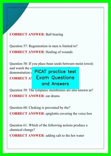 PiCAT practice test Exam Questions and Answers video
