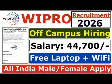 WIPRO Recruitment 2026 | Wipro Jobs 2026|Jobs Jan 2026| #Wipro #jobs2026
