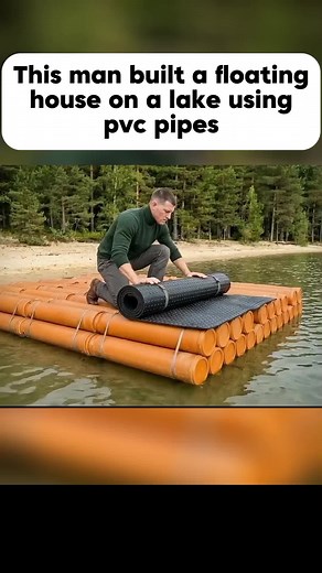 Floating House on a Lake Made from PVC Pipes