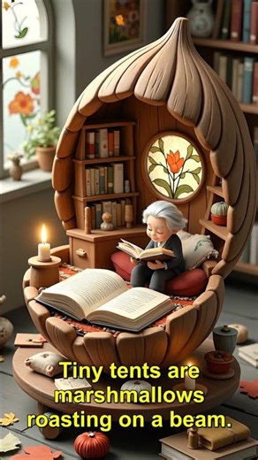 Pocket Library Pilgrimage — Tiny Booklings in a Walnut Reading Hall (AI Art)