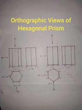 Hexagonal Prism - Orthographic Views in First Angle Projection